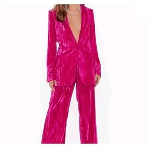 Velvet Suit. Vibrant Pink Women's Jumpsuit